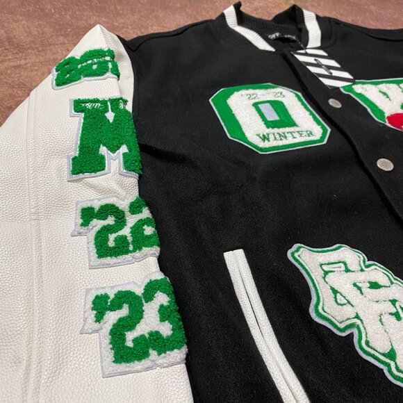 Off-White Black And White Embroidered Baseball Jacket - Picture 6 of 9